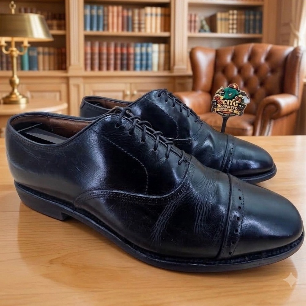 Allen Edmonds Byron Black Leather Cap Toe Oxford Dress Shoes Mens 8 D 2009